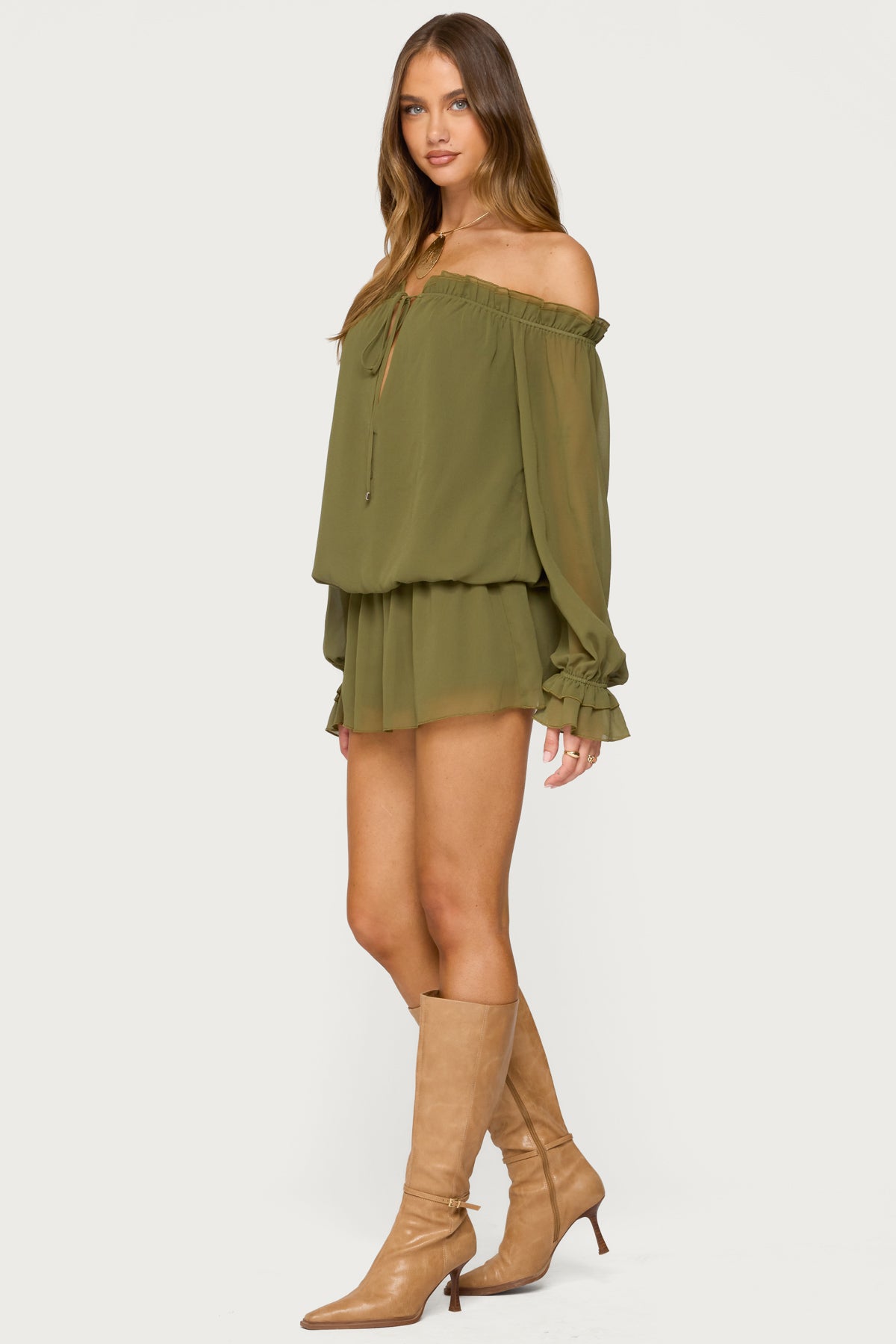 Delphine Off Shoulder Chiffon Romper - Image 2