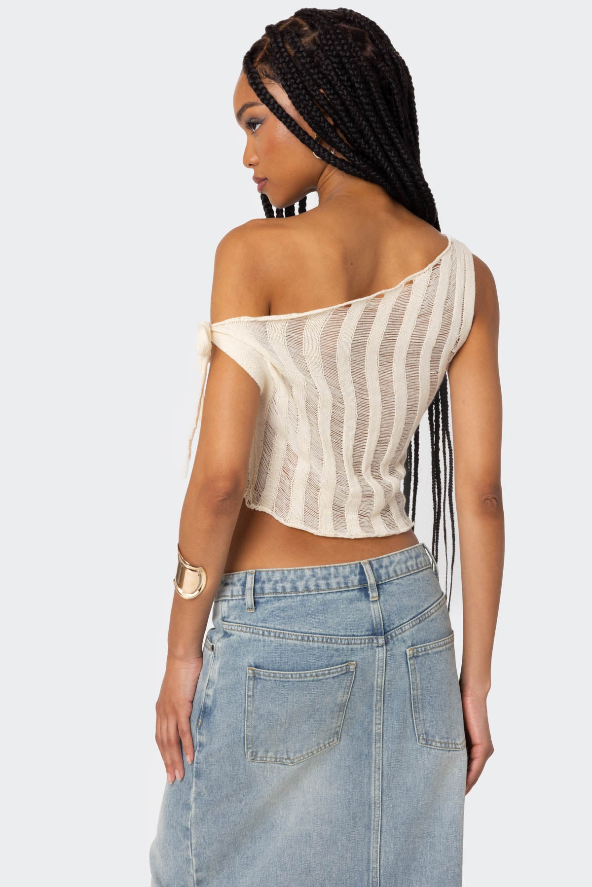 Tamra Sheer Knit Asymmetric Top - Image 5