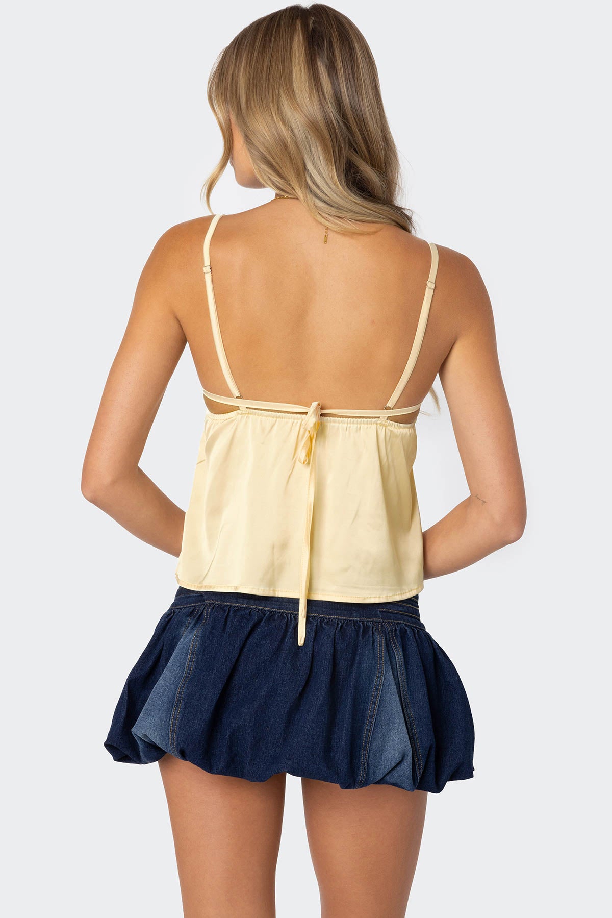 Blanca Satin Effect Lace Trim Tank Top - Image 5