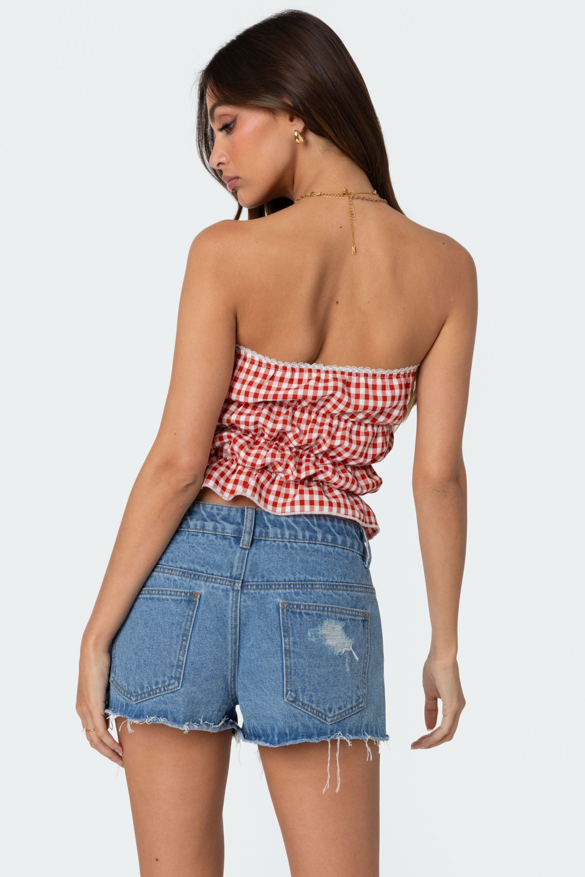 Lanna Gingham Elastic Scrunch Top - Image 4