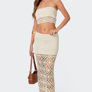 Ida Back Slit Crochet Maxi Skirt