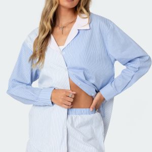 Oaklie Mix Striped Button Up Shirt