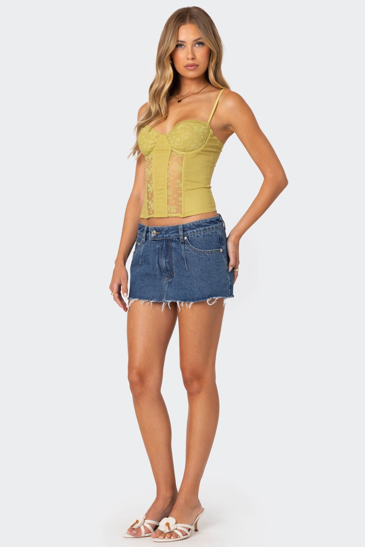 Clementine Low Rise Denim Micro Skort - Image 3