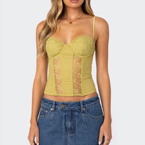 Avena Linen Look Lacey Corset