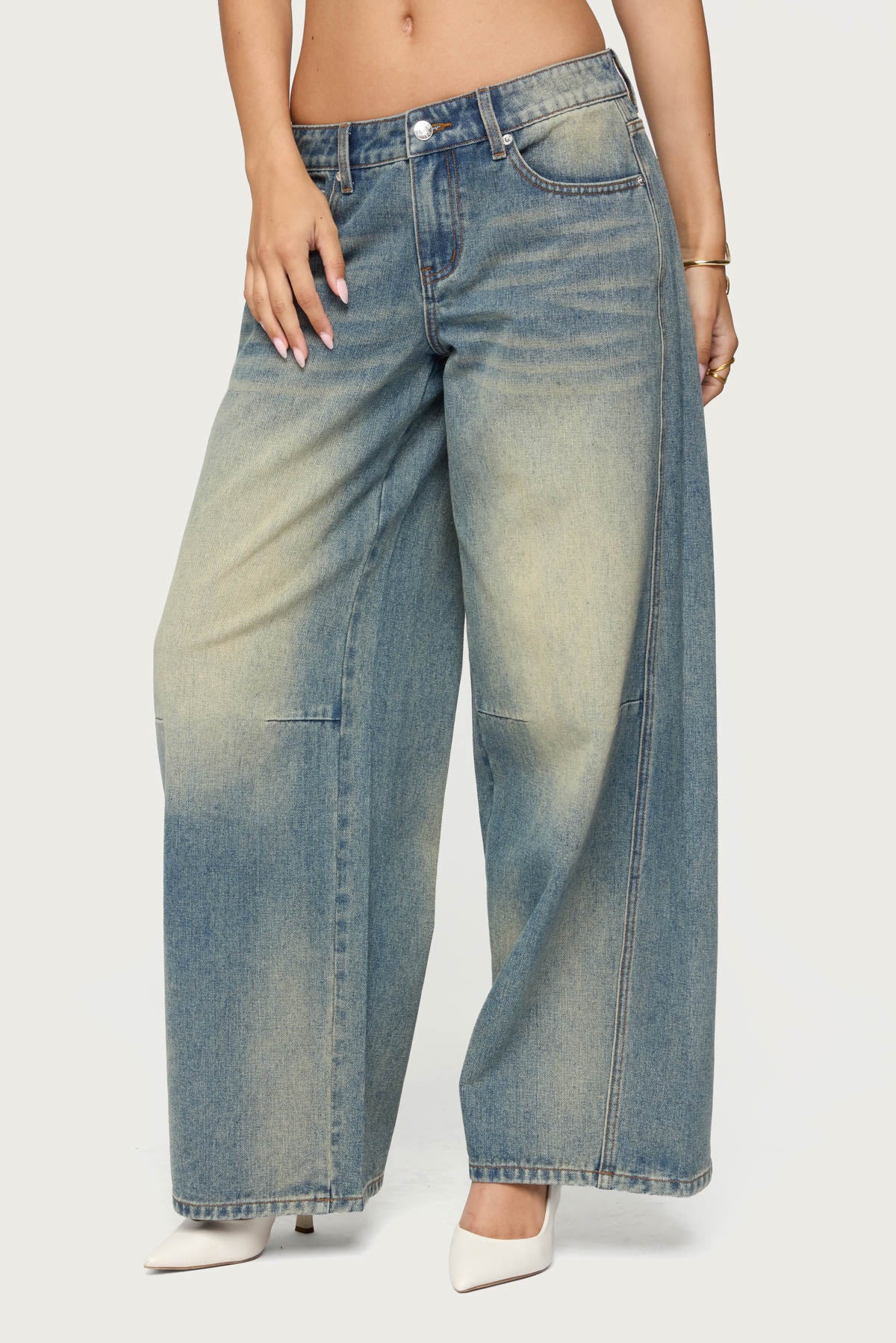 Washed Low Rise Baggy Jeans - Image 2