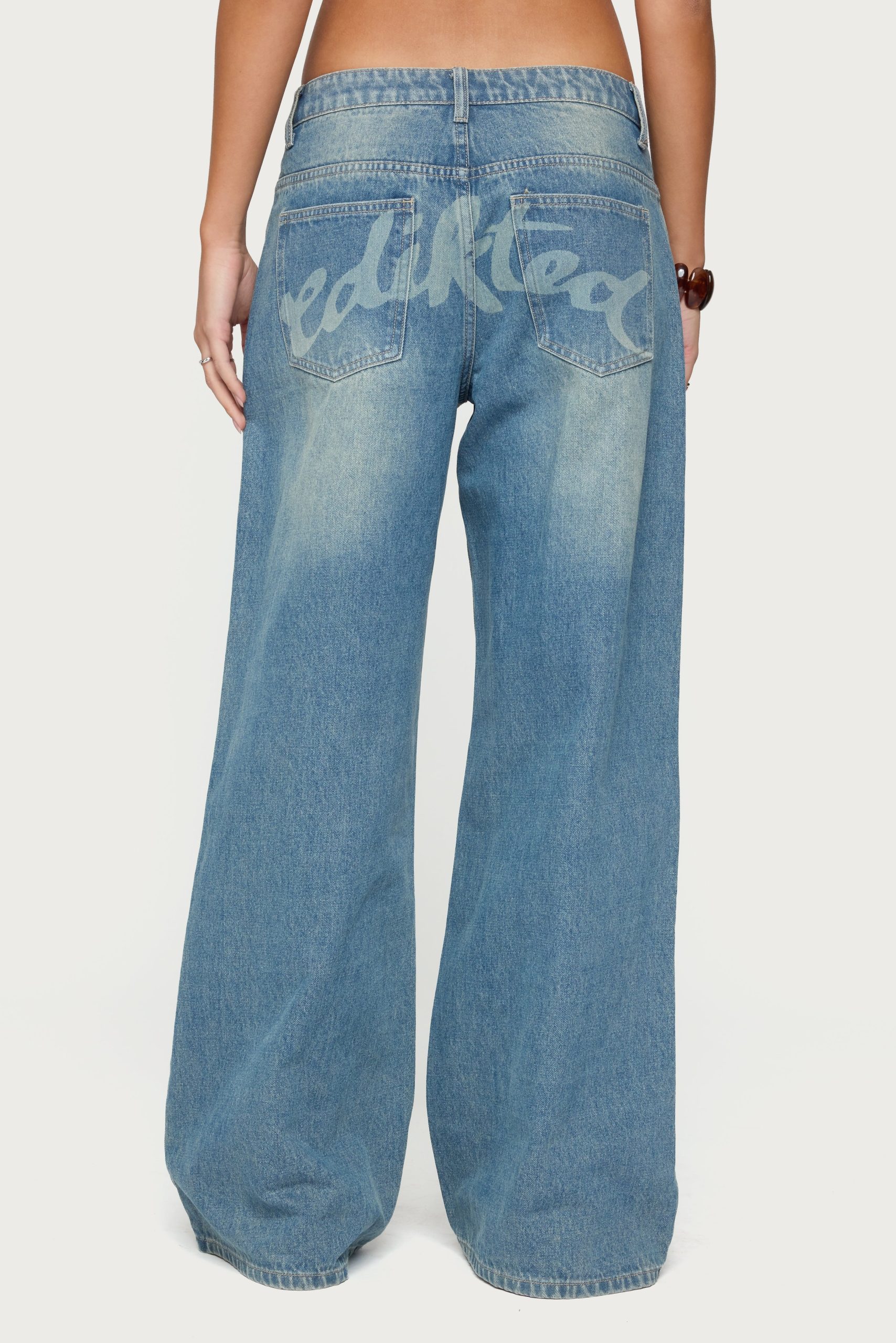 Graphic Vintage Washed Low Rise Jeans - Image 4