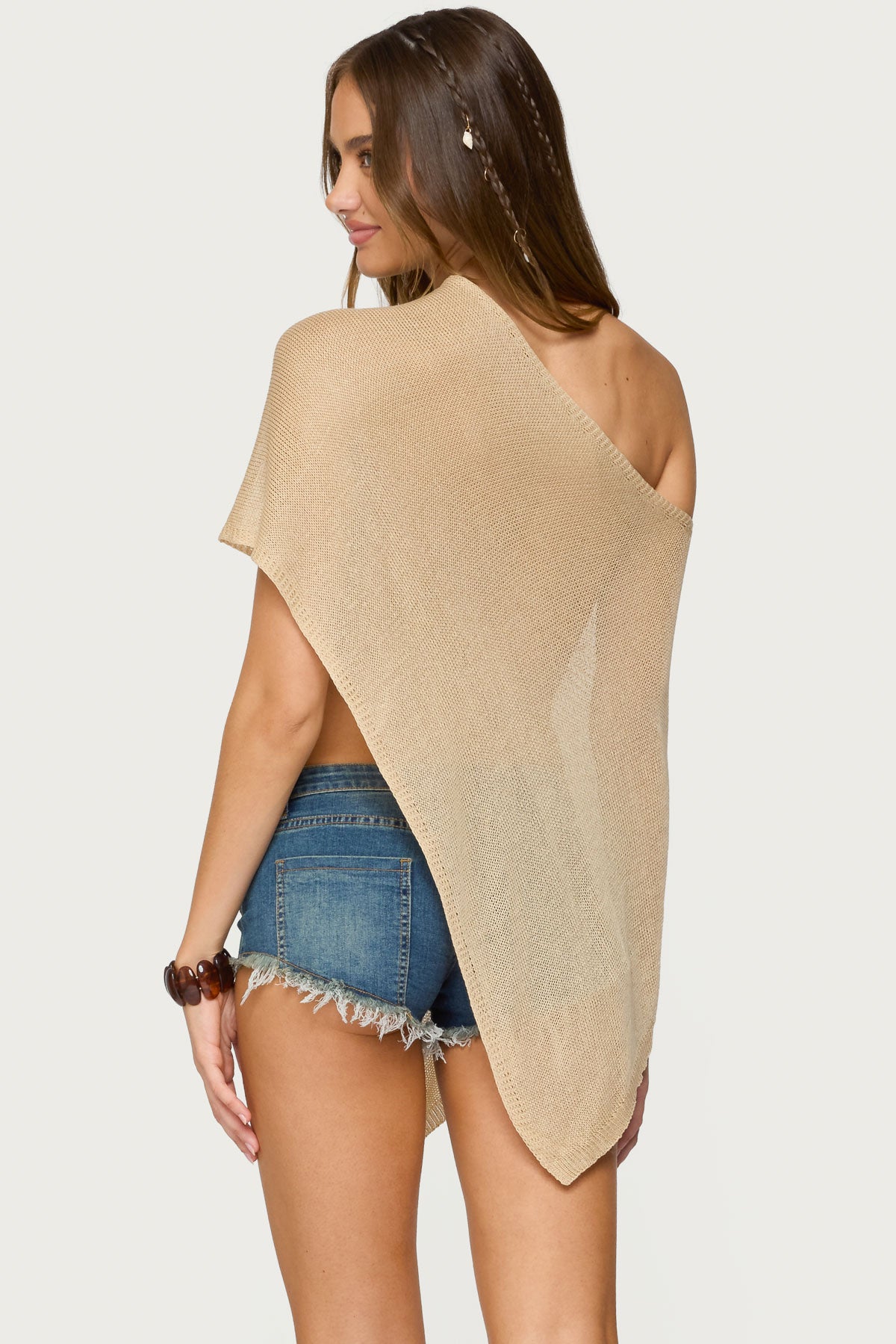Azalia Asymmetric Knit Poncho - Image 5