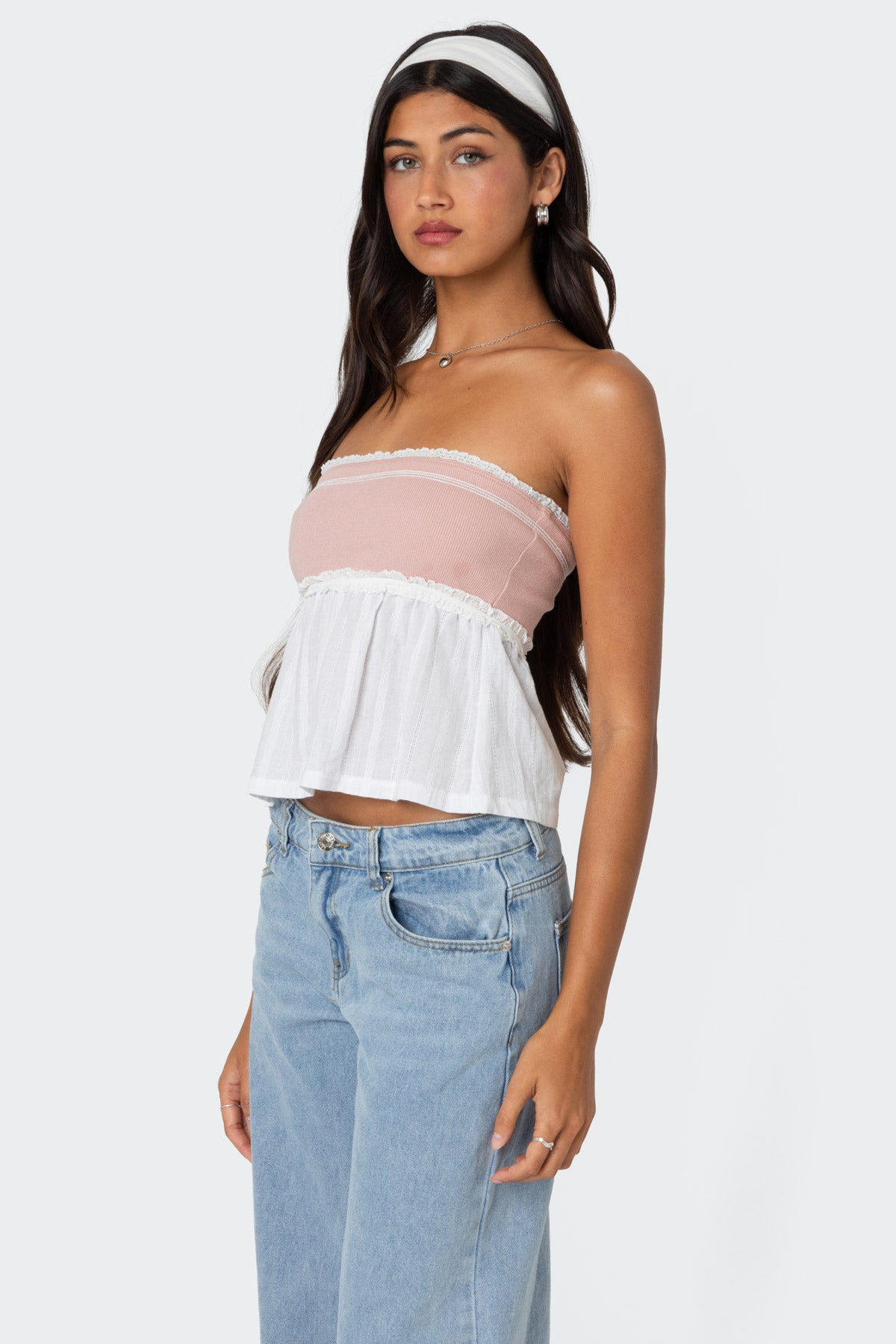 Rena Ribbed Peplum Tube Top - Image 3