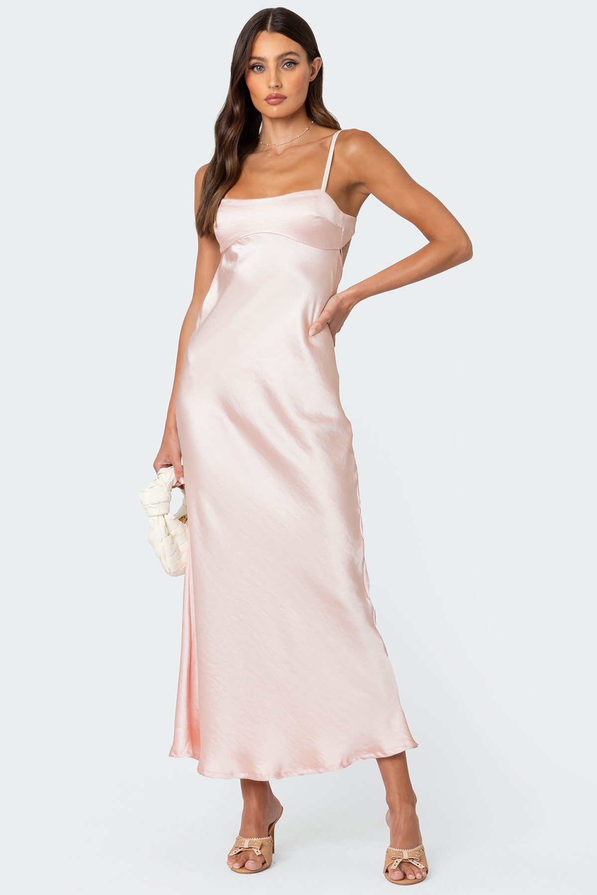 Vienna Open Back Satin Effect Maxi Dress - Image 5