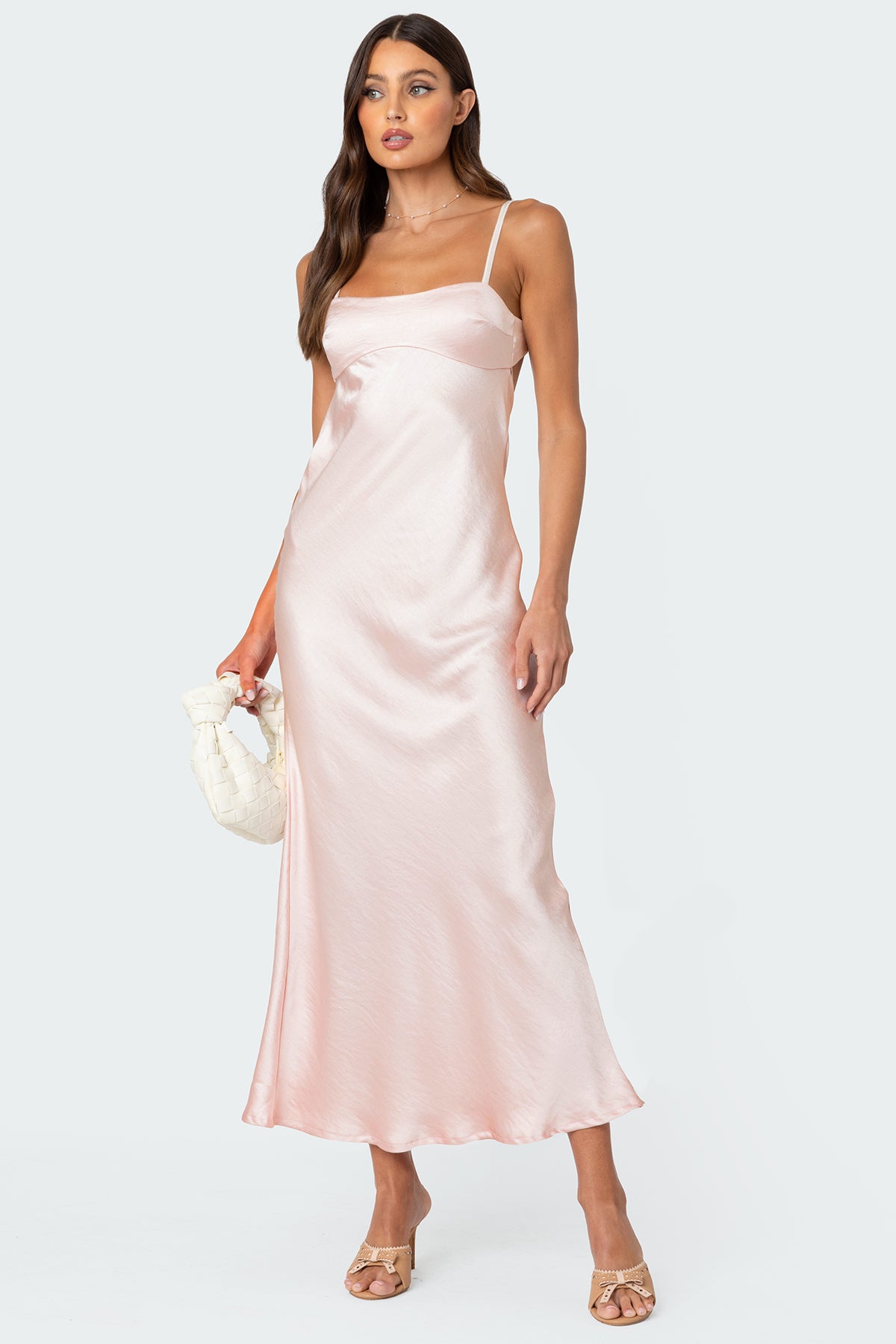 Vienna Open Back Satin Effect Maxi Dress - Image 2