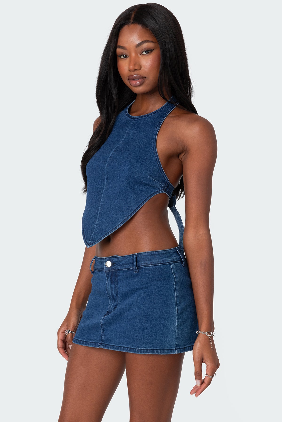 Sydnie Denim Open Back Top - Image 3