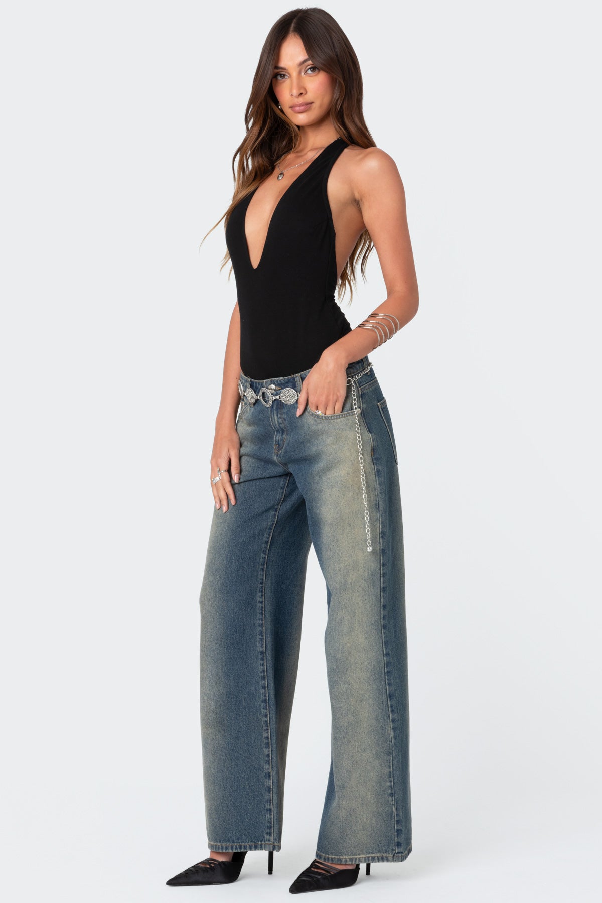 Deep V Backless Bodysuit - Image 2