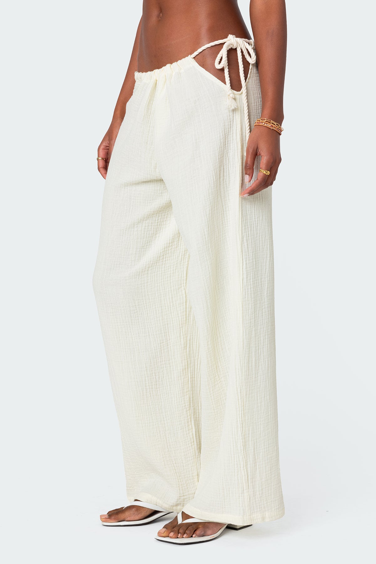 Leoni Side Tie Cotton Gauze Pants - Image 4