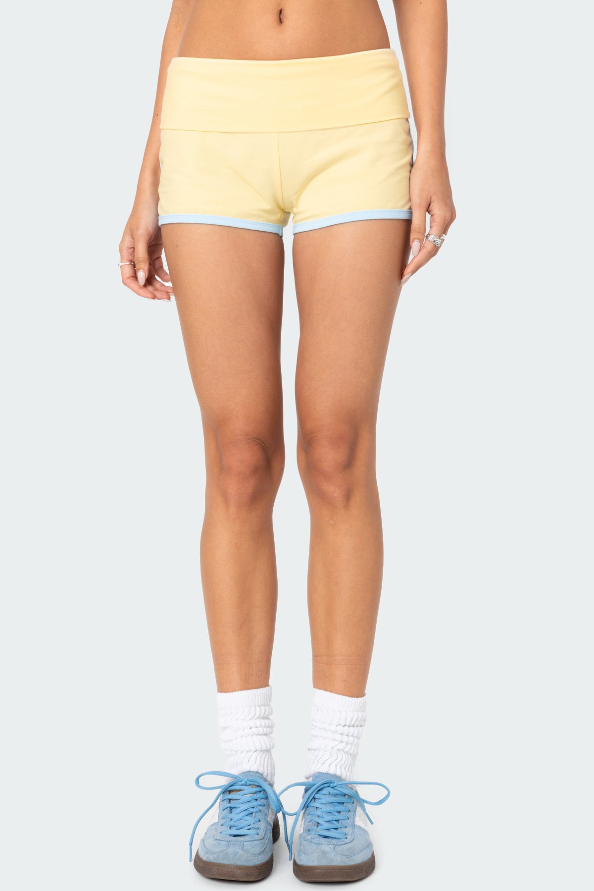Lucky Contrast Fold Over Shorts - Image 2