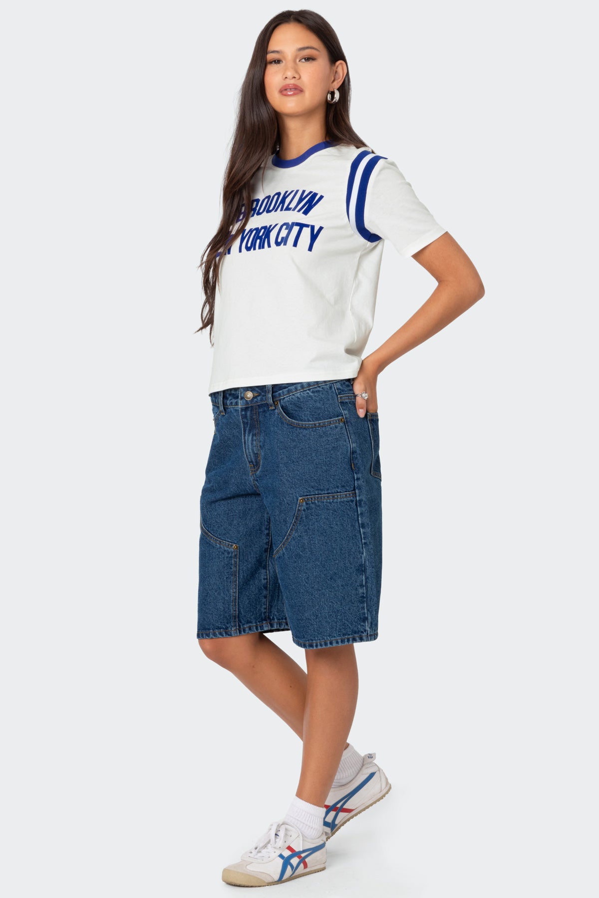 Jacqui Low Rise Denim Bermuda Shorts - Image 3