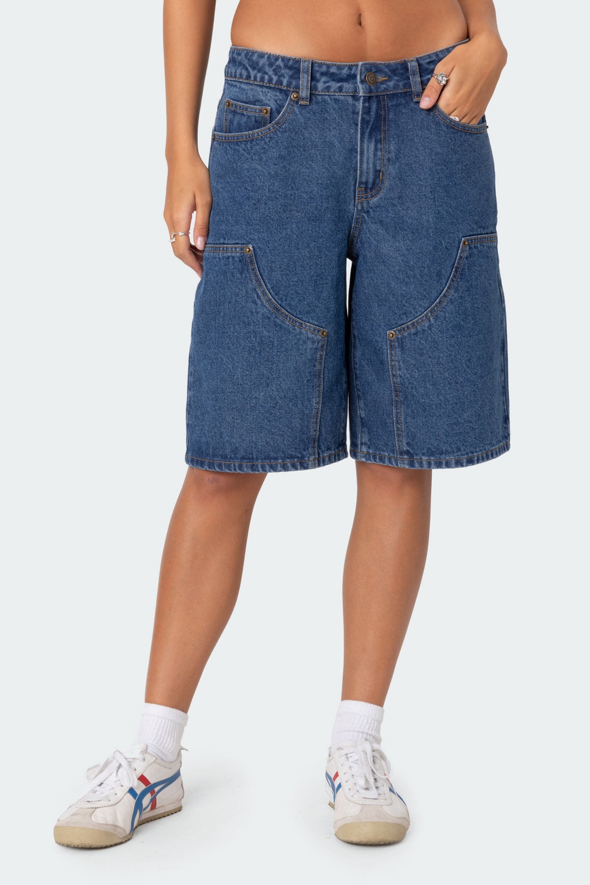 Jacqui Low Rise Denim Bermuda Shorts - Image 2