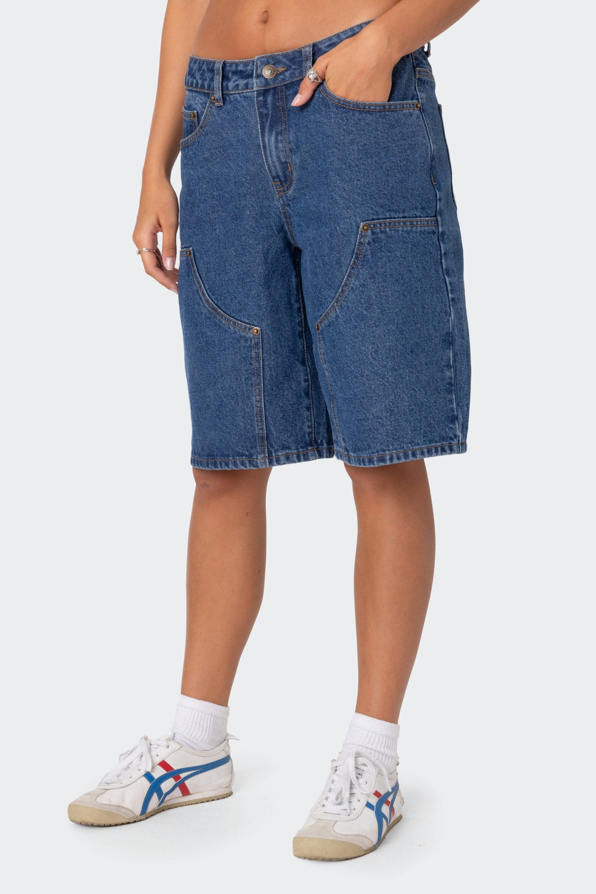 Jacqui Low Rise Denim Bermuda Shorts - Image 4