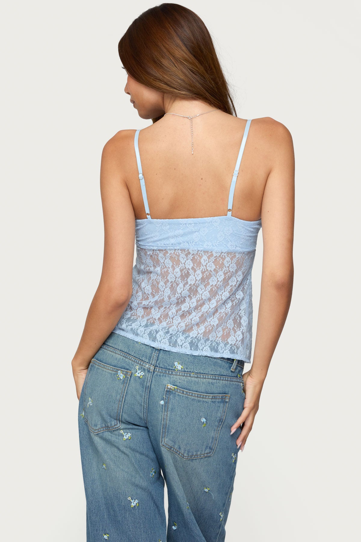 Priya Sheer Lace Split Front Top - Image 5