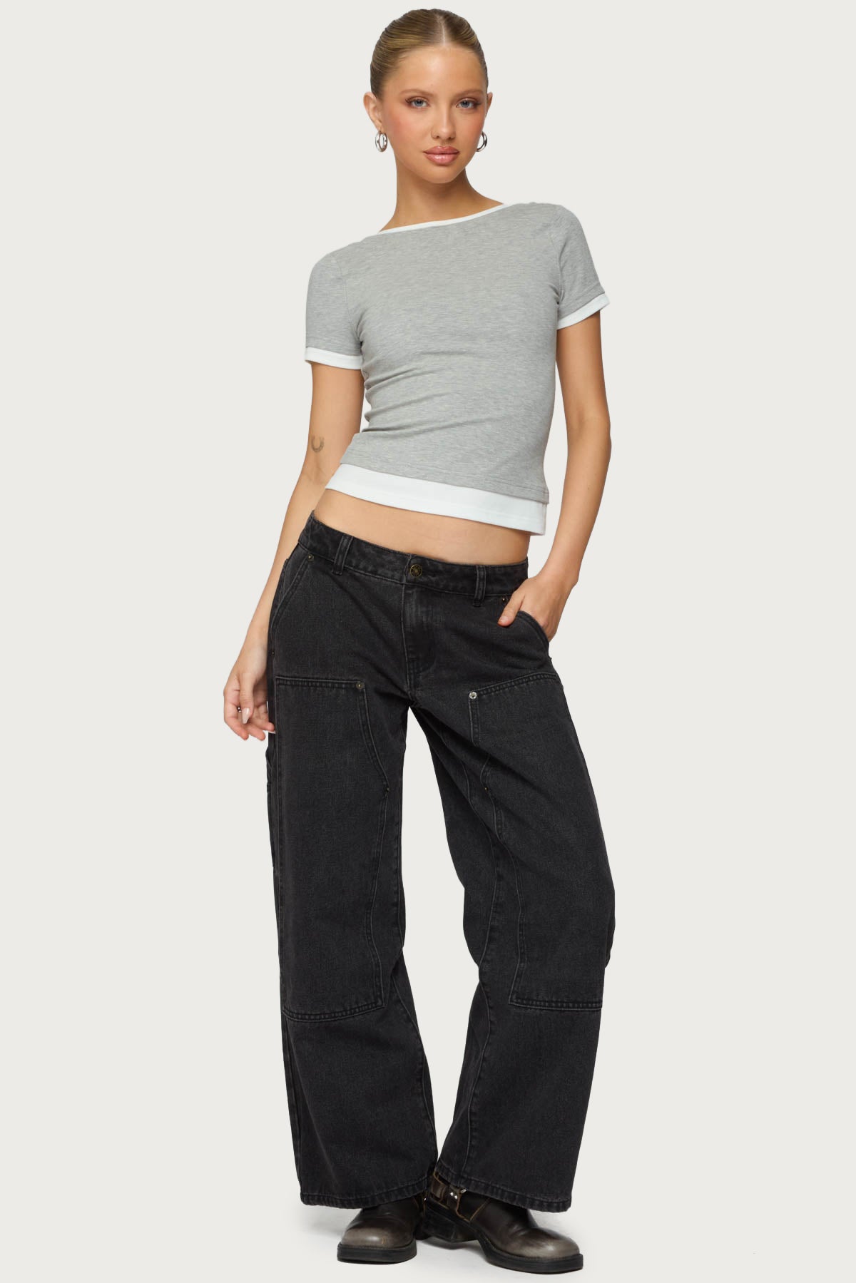 Petite Ayla Low Rise Carpenter Jeans - Image 3
