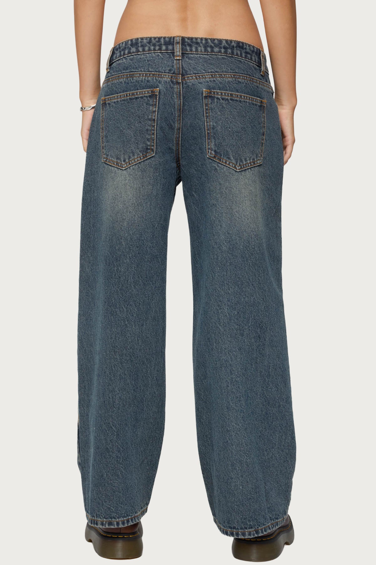 Petite Contrast Panel Low Rise Jeans - Image 5