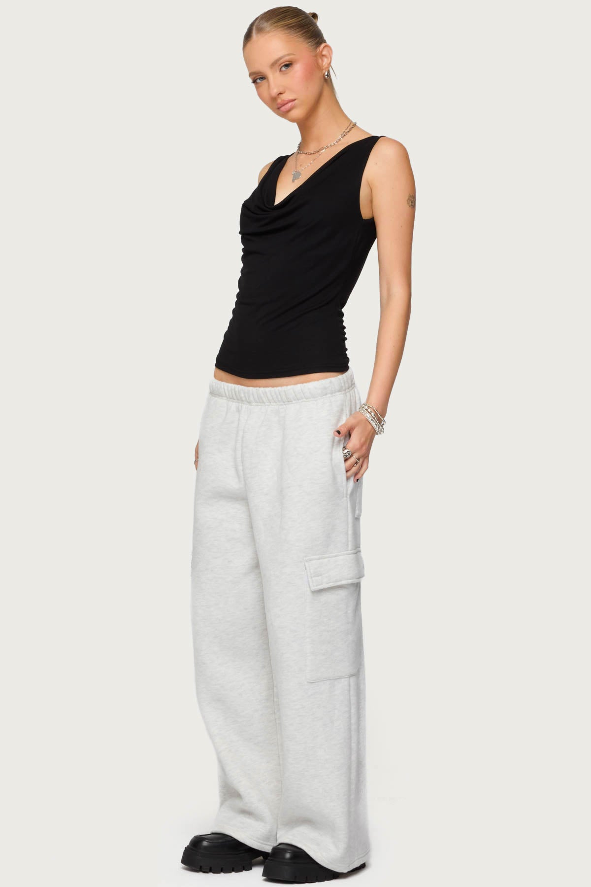 Petite Wide Leg Cargo Sweatpants - Image 3