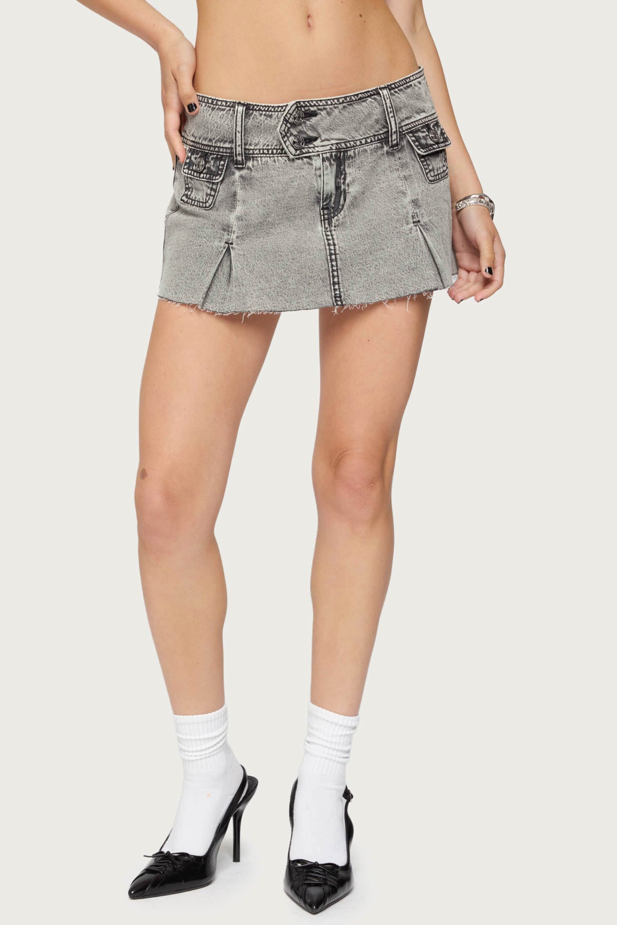 Vintage Washed Denim Mini Skort - Image 2