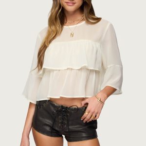 Missey Ruffled Chiffon Top