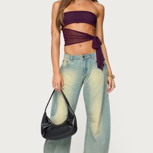 Cayden Low Rise Washed Barrel Jeans