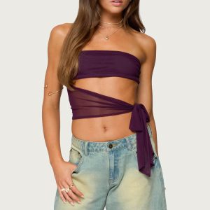 Amaro Strapless Side Tie Cut Out Top