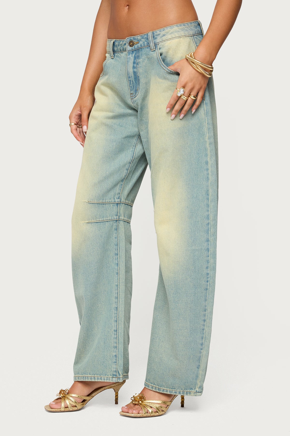 Cayden Low Rise Washed Barrel Jeans - Image 4
