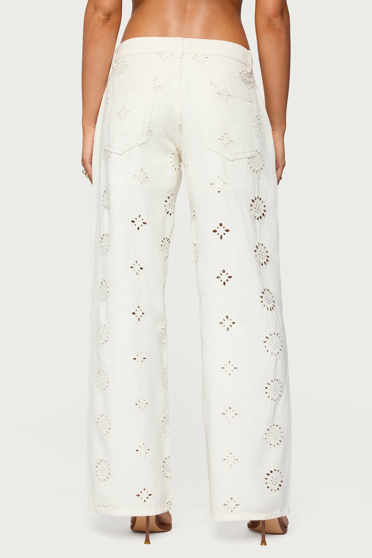 Eyelet Low Rise Wide Leg Jeans - Image 6