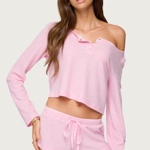 Teddy Cropped Waffle Top