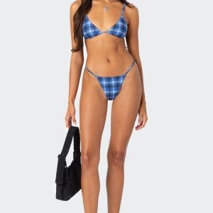 Preppy Plaid String Bikini Bottom