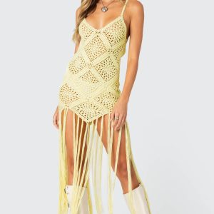 Fringey Crochet Maxi Dress