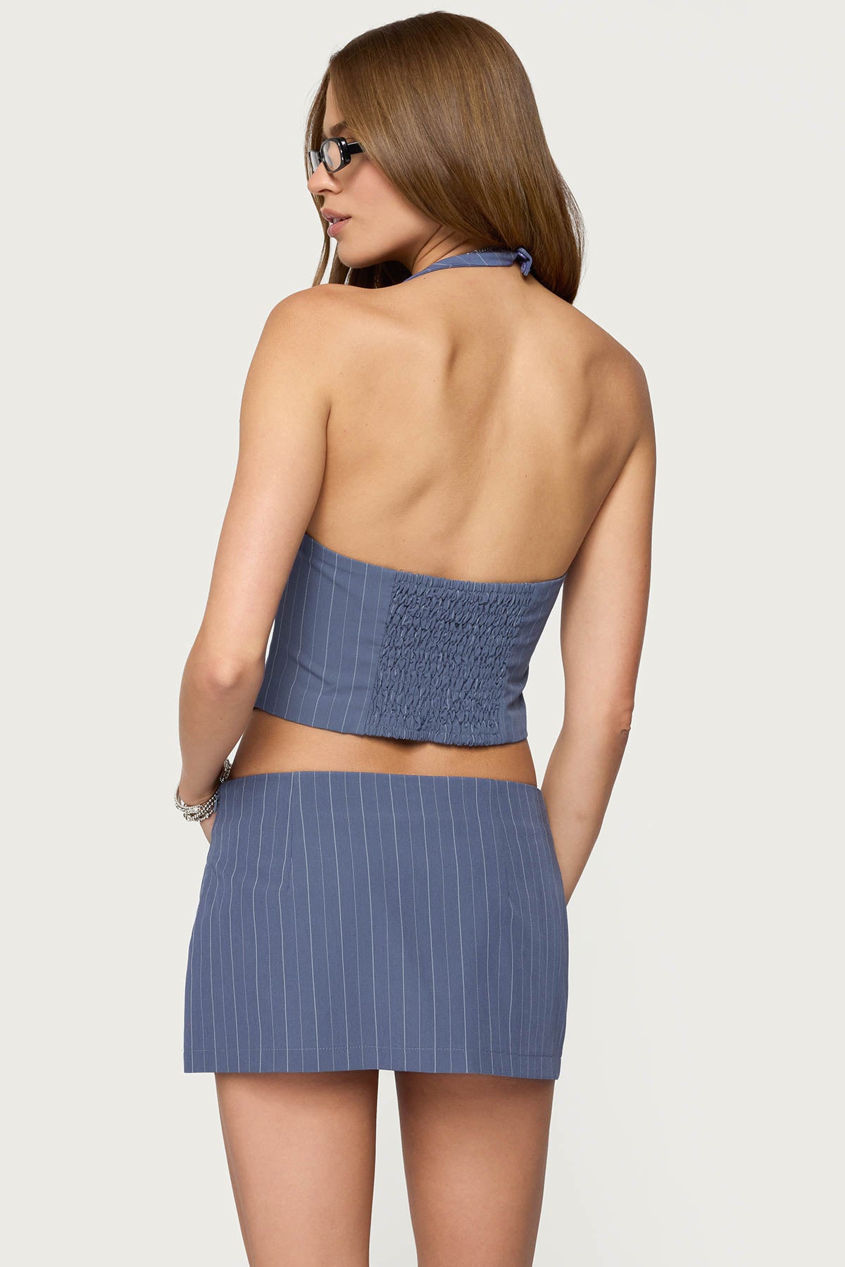 Frankey Pinstripe Button Up Halter Top - Image 5