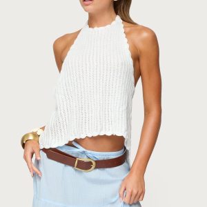 Ivey Backless Crochet Halter Top