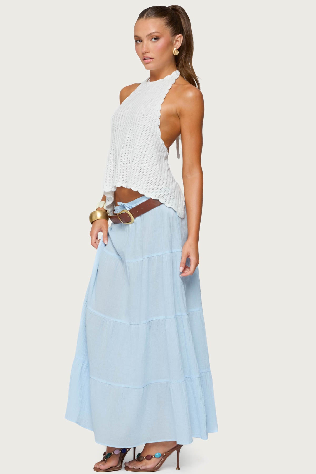 Kaila Cotton Tiered Maxi Skirt - Image 3
