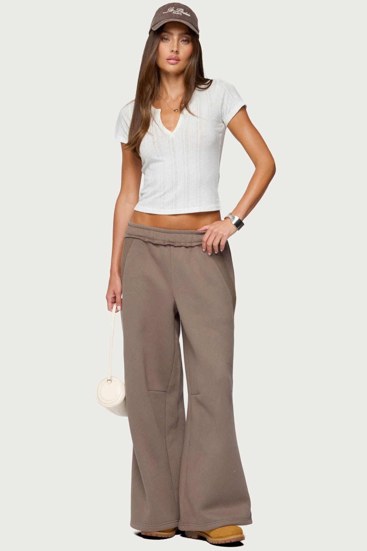 Semi Sheer Ribbed V Neck T Shirt - Image 2