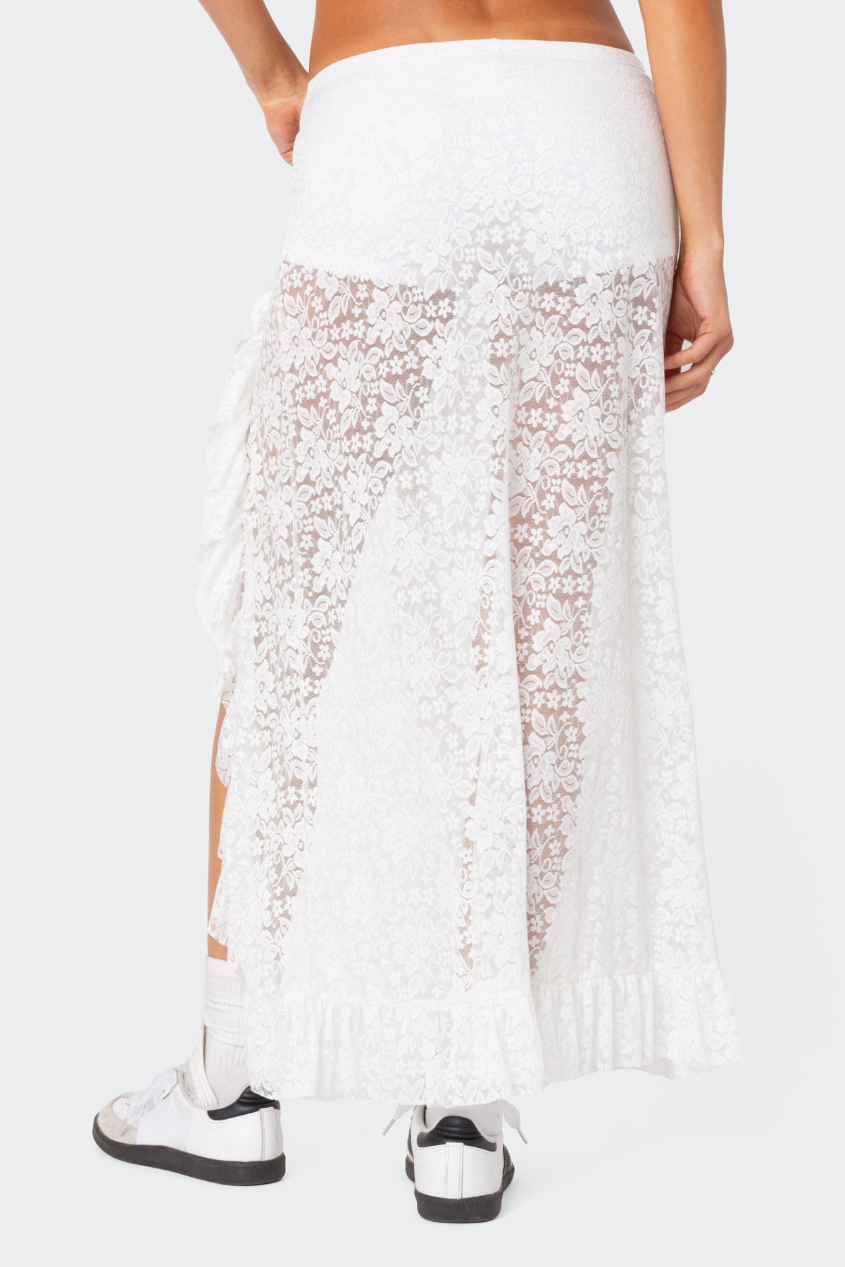 Ruffled Sheer Lace Maxi Skort - Image 5