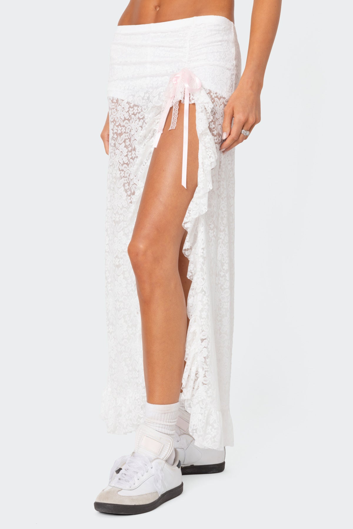 Ruffled Sheer Lace Maxi Skort - Image 4
