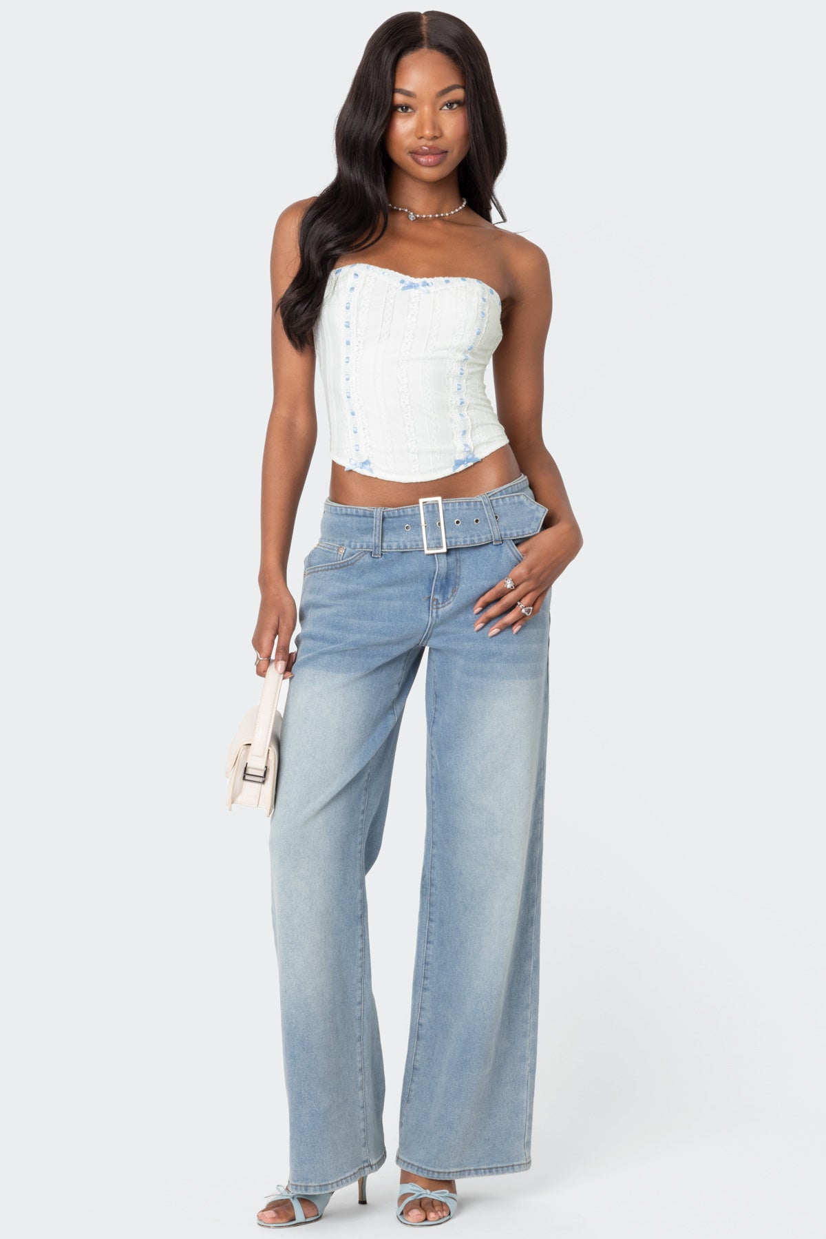 Mist Lacey Ribbon Corset - Image 2