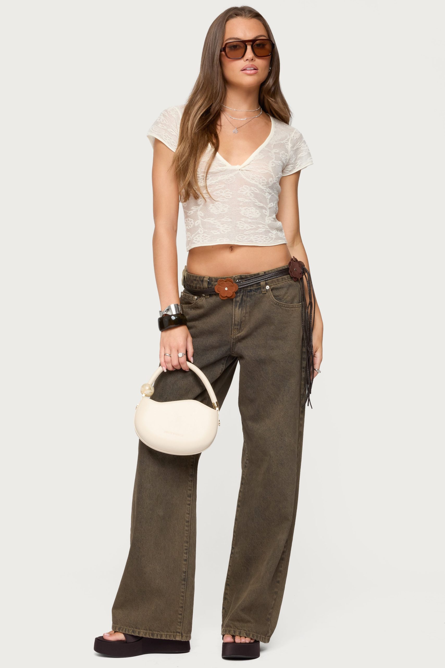 Kristal Twist Front V Neck Top - Image 2