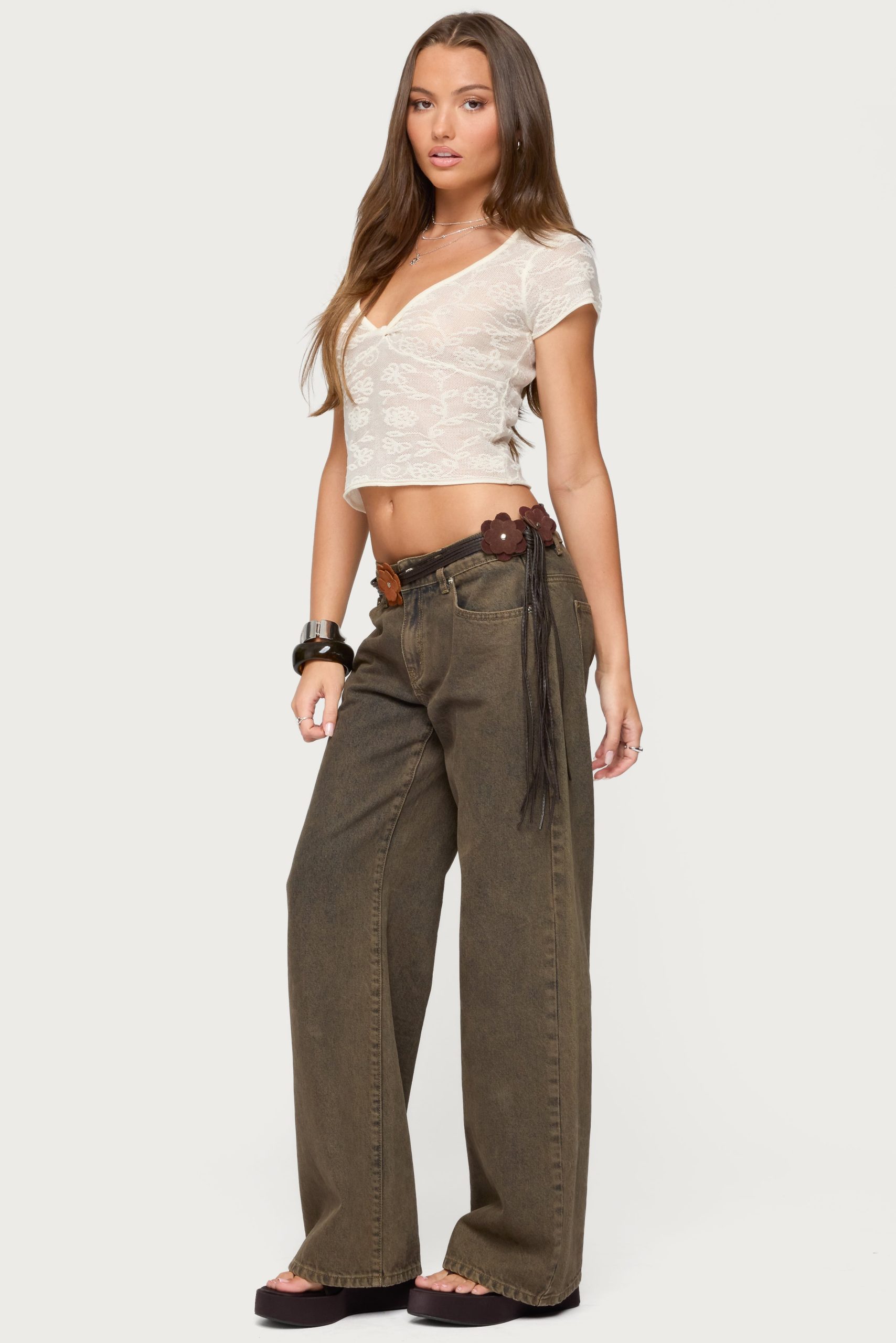 Kristal Twist Front V Neck Top - Image 4