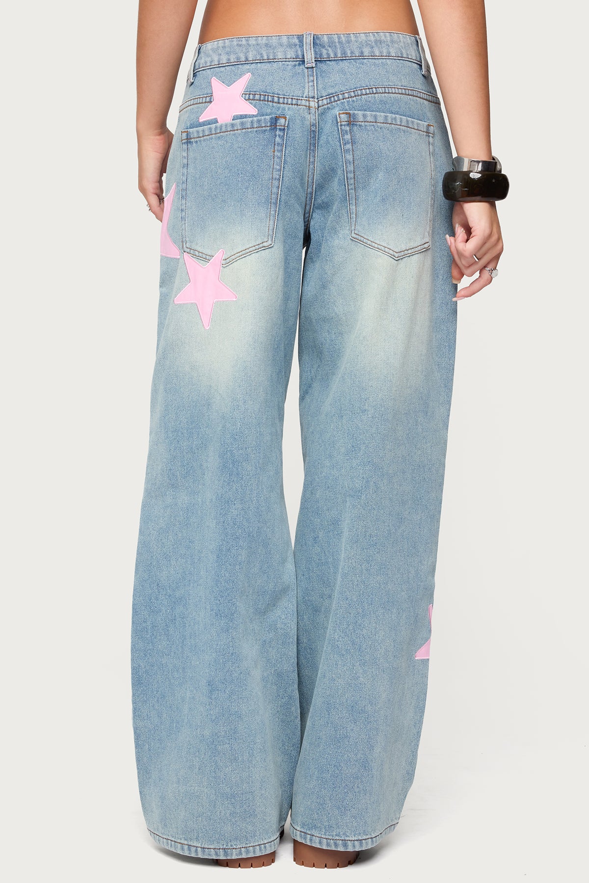 Trish Satin Effect Stars Low Rise Jeans - Image 5