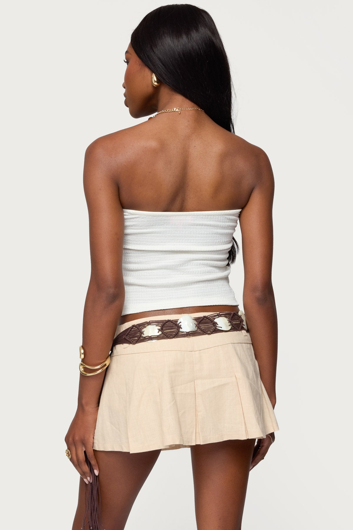 Layered Textured Knit Strapless Top - Image 5