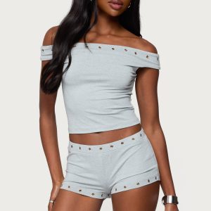 Neriah Grommet Off Shoulder Top