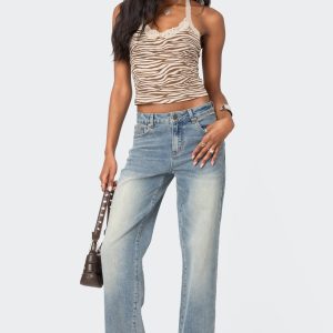 Amia High Rise Straight Leg Jeans