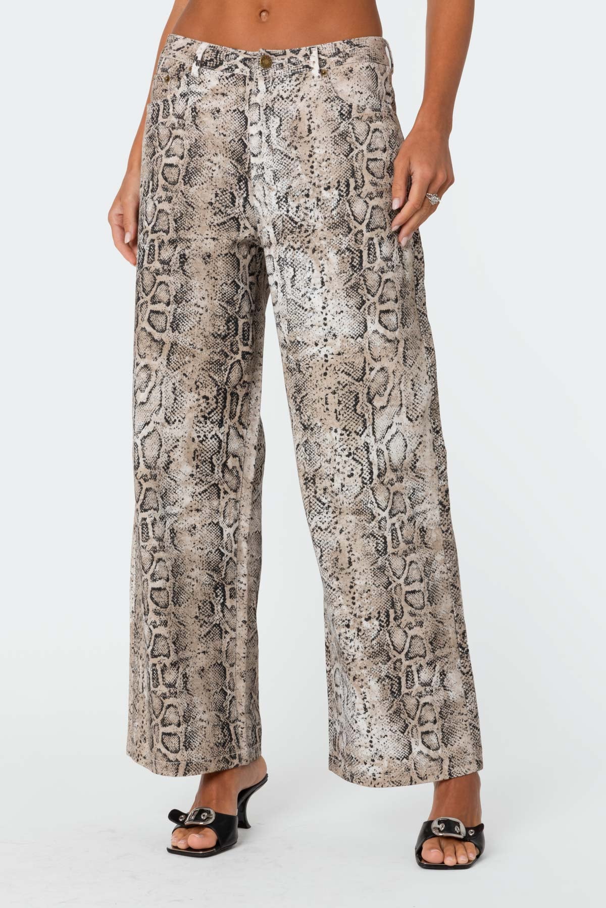 Snakeskin Printed Low Rise Jeans - Image 4