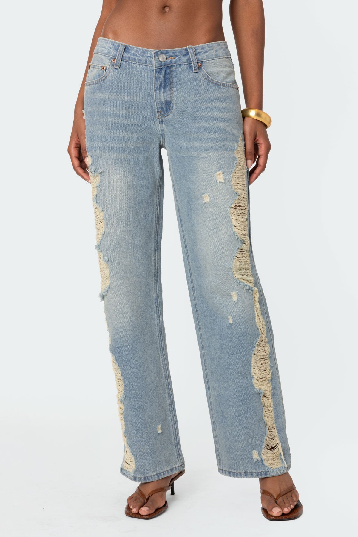 Distressed Sides Washed Jeans - Image 2