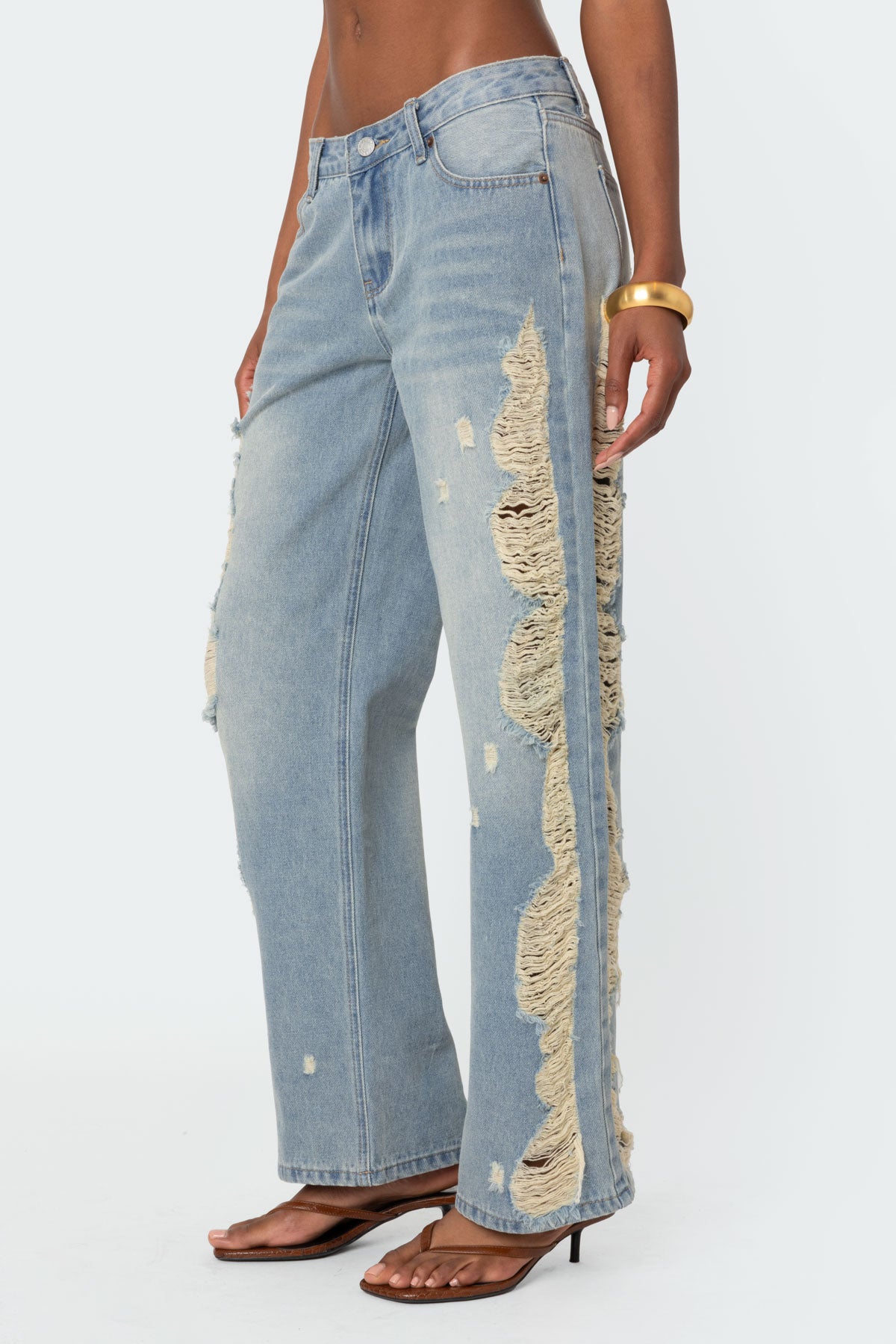 Distressed Sides Washed Jeans - Image 3